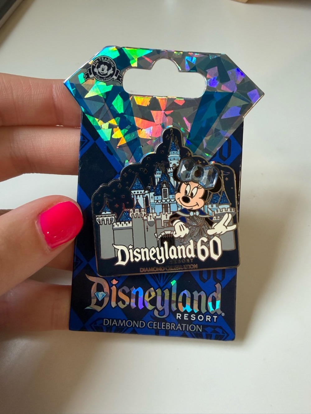Disney Disneyland 60th Anniversary Minnie Castle Pin - Blue, Silver, Black, Pink
